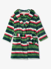 Hatley Green Candy Cane Striped Fleece Dressing Gown - Image 1 of 2