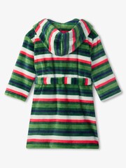 Hatley Green Candy Cane Striped Fleece Dressing Gown - Image 2 of 2