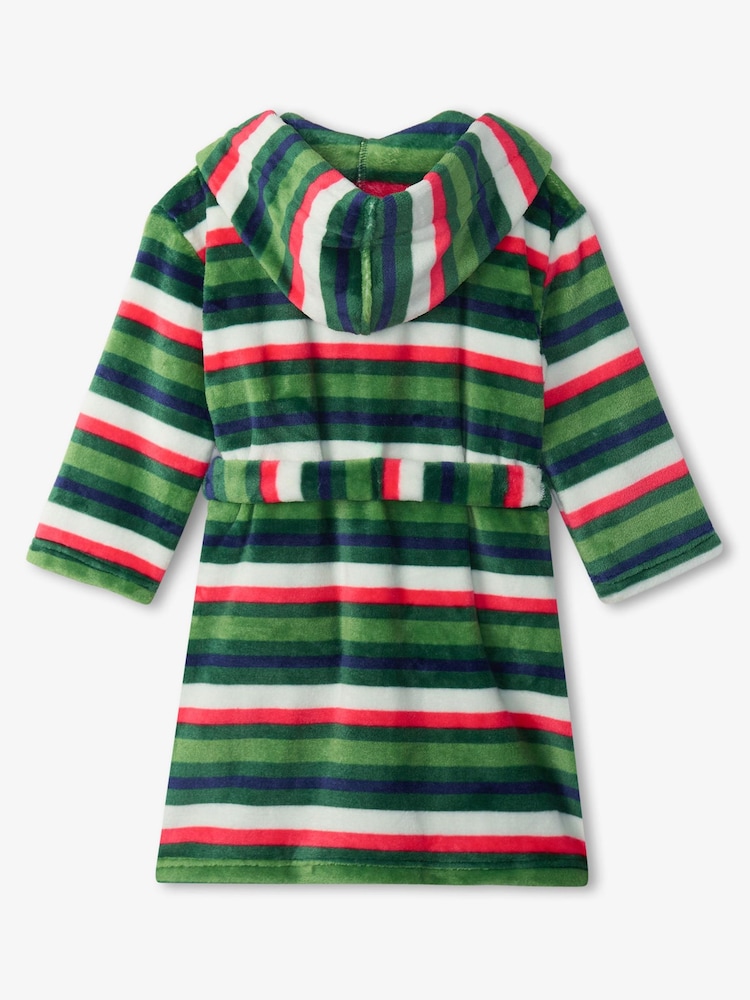 Hatley Green Candy Cane Striped Fleece Dressing Gown - Image 2 of 2