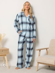 Long Tall Sally Blue Check Cotton Pyjamas Set - Image 2 of 6