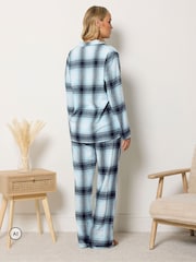 Long Tall Sally Blue Check Cotton Pyjamas Set - Image 3 of 6