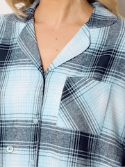 Long Tall Sally Blue Check Cotton Pyjamas Set - Image 4 of 6