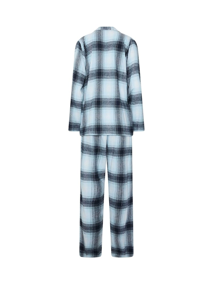 Long Tall Sally Blue Check Cotton Pyjamas Set - Image 6 of 6