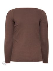 Yours Curve Brown Limited Long Sleeve Button Top - Image 6 of 6