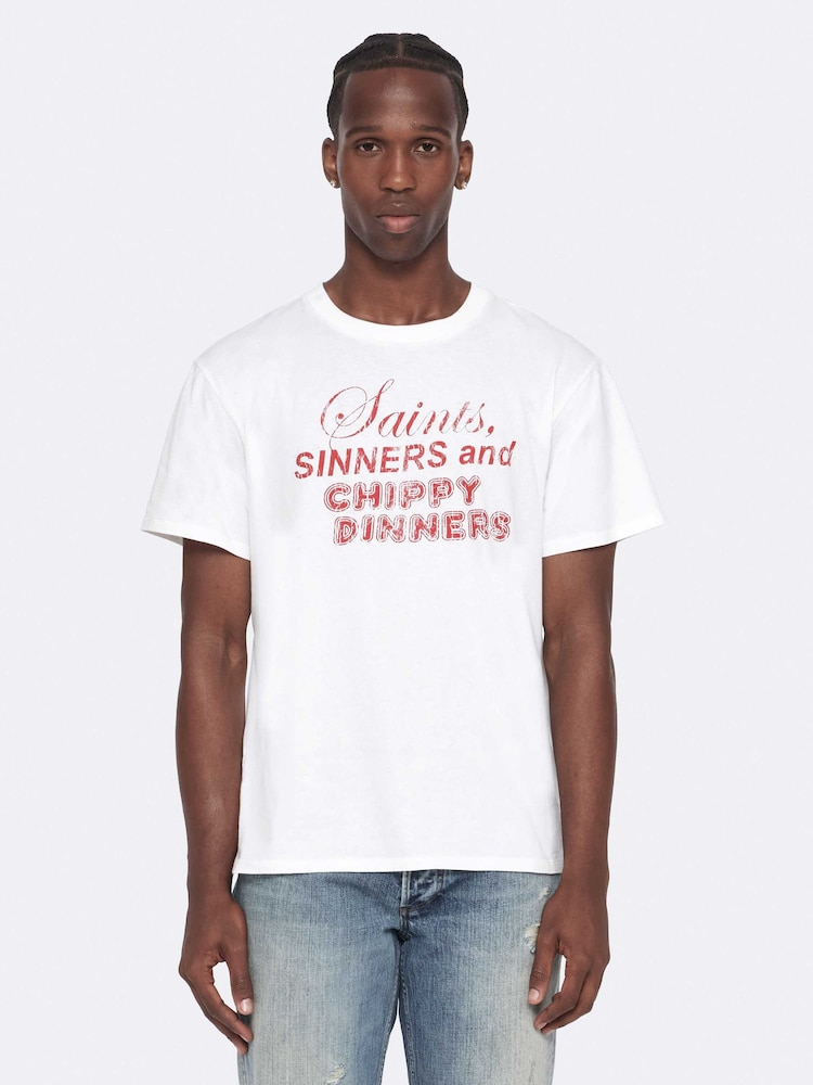 AllSaints White Chippy Short Sleeve Crew Neck T-Shirt - Image 1 of 8
