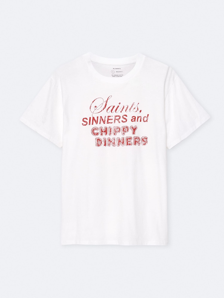 AllSaints White Chippy Short Sleeve Crew Neck T-Shirt - Image 8 of 8