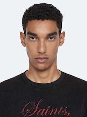 AllSaints Black Chippy Short Sleeve Crew Neck T-Shirt - Image 2 of 8