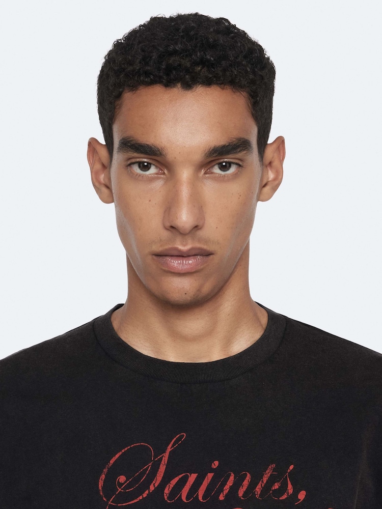 AllSaints Black Chippy Short Sleeve Crew Neck T-Shirt - Image 2 of 8