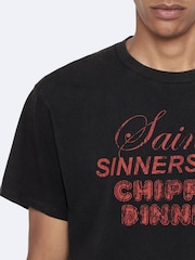 AllSaints Black Chippy Short Sleeve Crew Neck T-Shirt - Image 4 of 8
