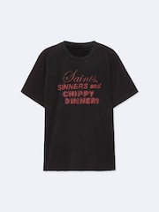 AllSaints Black Chippy Short Sleeve Crew Neck T-Shirt - Image 8 of 8