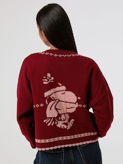 Skinnydip Red Peanuts Snoopy Winter Knitted Cardigan - Image 4 of 8