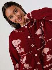 Skinnydip Red Peanuts Snoopy Winter Knitted Cardigan - Image 5 of 8