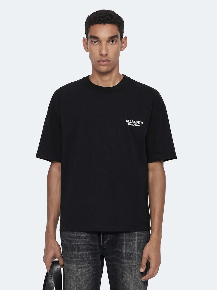 AllSaints Black Shadow Short Sleeve Crew Neck T-Shirt - Image 1 of 8