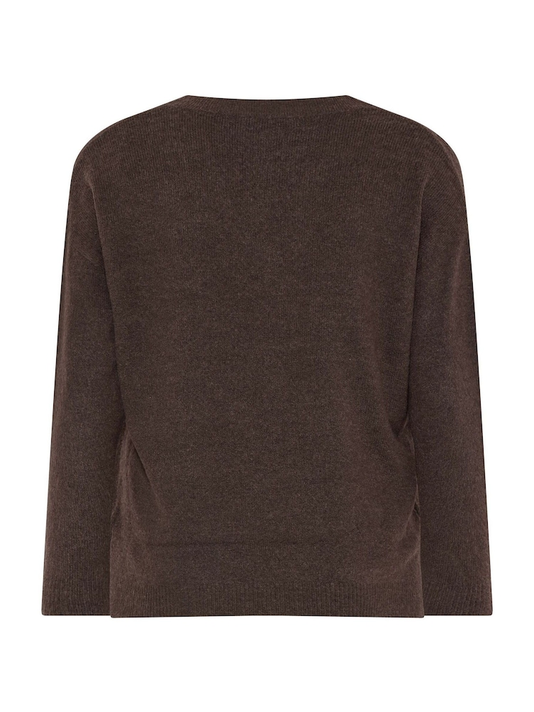 Yours Curve Brown Knitted V-Neckline Jumper - Image 6 of 6 Yours Curve Brown Knitted V-Neckline Jumper - Image 6 of 6