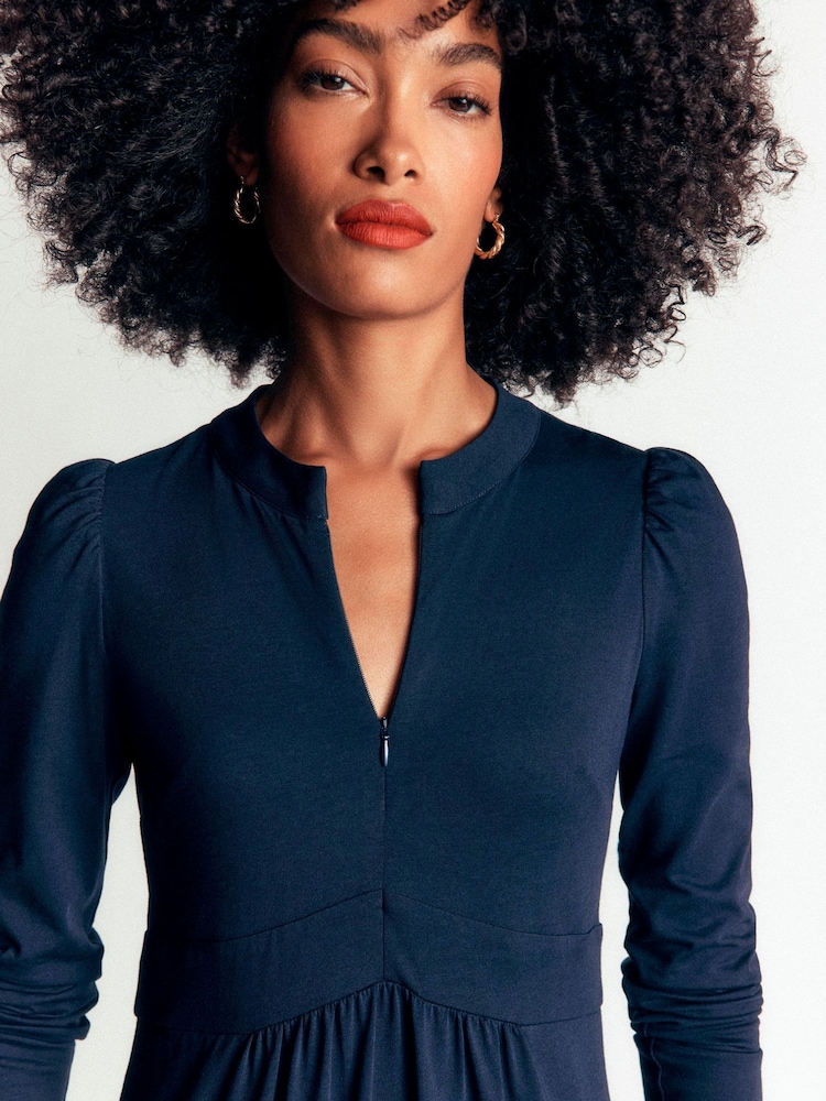 Boden Blue Hope Zip Detail Jersey Dress - Image 1 of 5 Boden Blue Hope Zip Detail Jersey Dress - Image 1 of 5