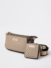 River Island Brown Monogram Cross-Body Bag - Image 1 of 4