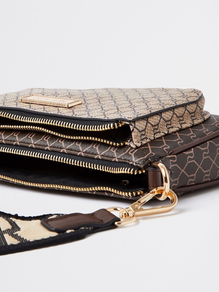 River Island Brown Monogram Cross-Body Bag - Image 4 of 4
