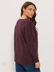 Yours Curve Red Knitted V-Neckline Jumper - Image 3 of 6