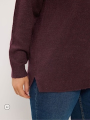 Yours Curve Red Knitted V-Neckline Jumper - Image 4 of 6