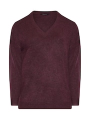 Yours Curve Red Knitted V-Neckline Jumper - Image 5 of 6
