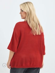 Yours Curve Red Limited Heart Leopard Knitted Boxy Top - Image 3 of 7