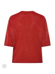 Yours Curve Red Limited Heart Leopard Knitted Boxy Top - Image 7 of 7