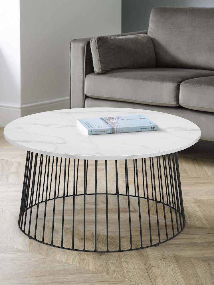 Julian Bowen White Broadway Round Coffee Table - Image 1 of 5