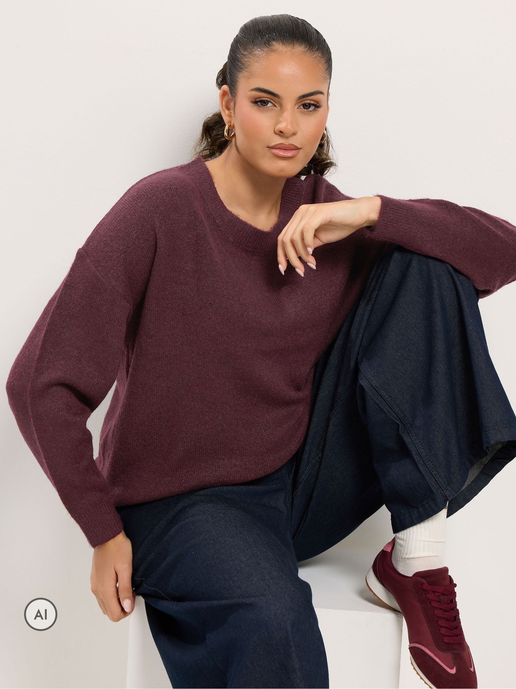 Yours Curve Women's Red Crew Neck Soft Touch Jumper - Image 7