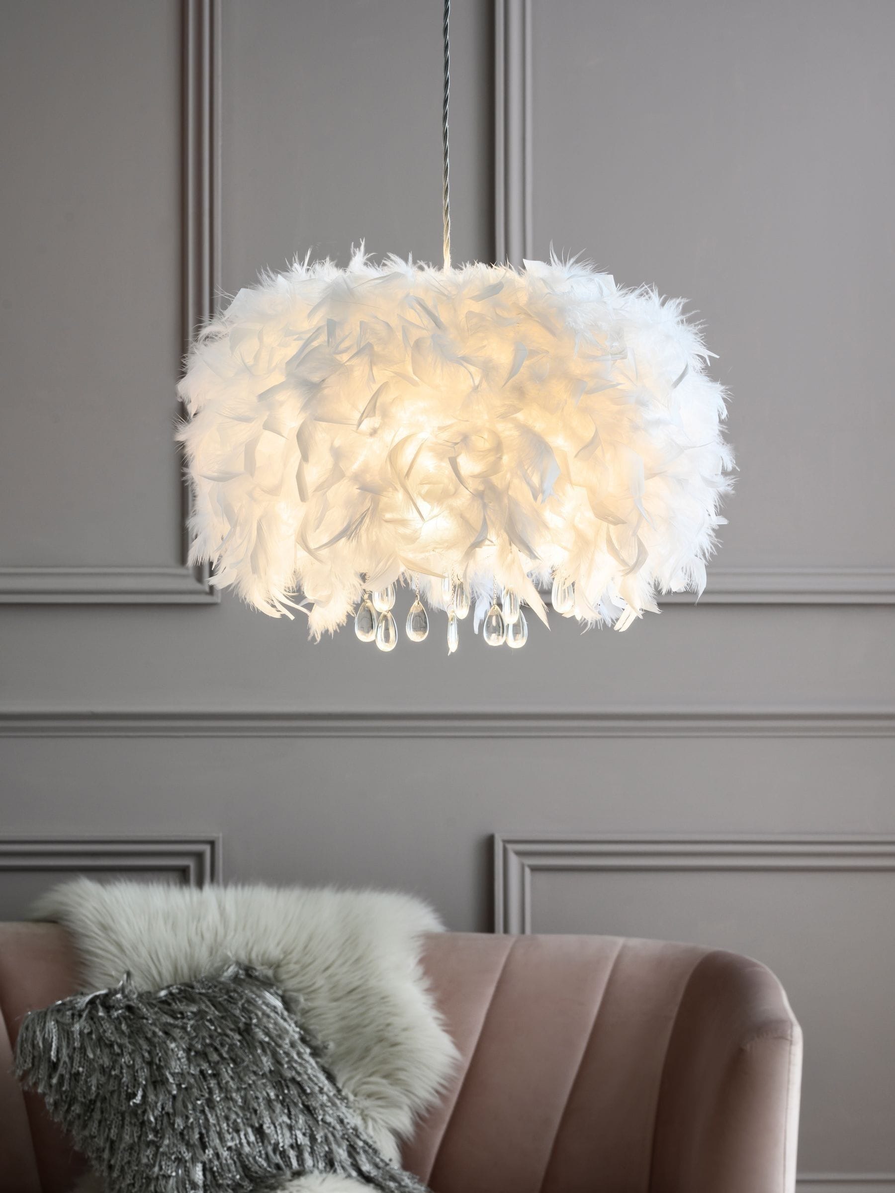 Buy White Feather Easy Fit Lamp Shade from the Next UK online shop
