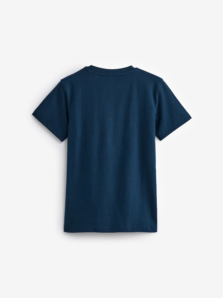 Navy Blue/White Rainbow Gaming Graphic Short Sleeve 100% Cotton T-Shirts 2 Pack (3-16yrs) - Image 2 of 3