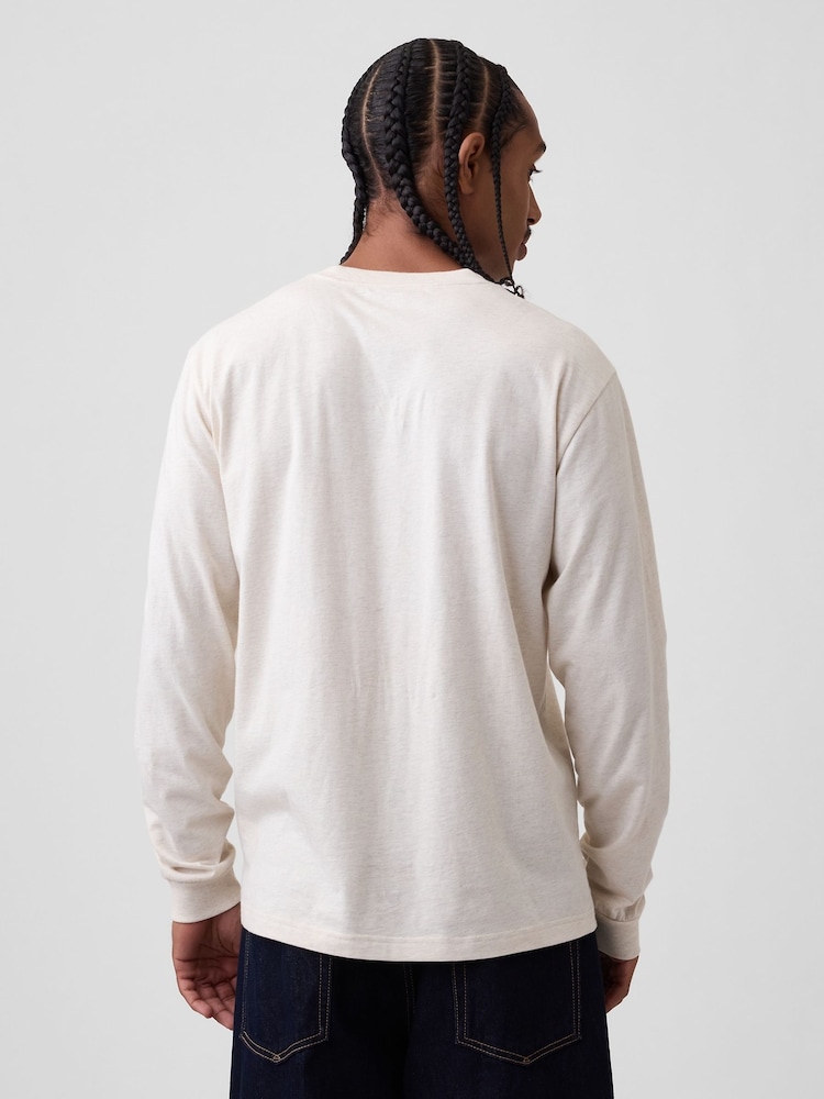 Cream - Tricou cu logo Gap Mânecă lungă - Imaginea 2 din 4