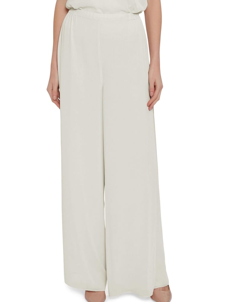 Gina Bacconi Cream Chiffon Layered Trousers With Slits - Image 1 of 4