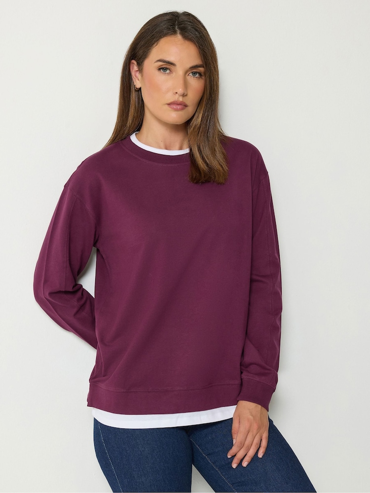 Long Tall Sally Red Cotton Layered Top - Image 1 of 6 Long Tall Sally Red Cotton Layered Top - Image 1 of 6