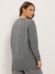 Gris - Cárdigan abierto de punto de ochos de Yours Curve - Imagen 3 de 6