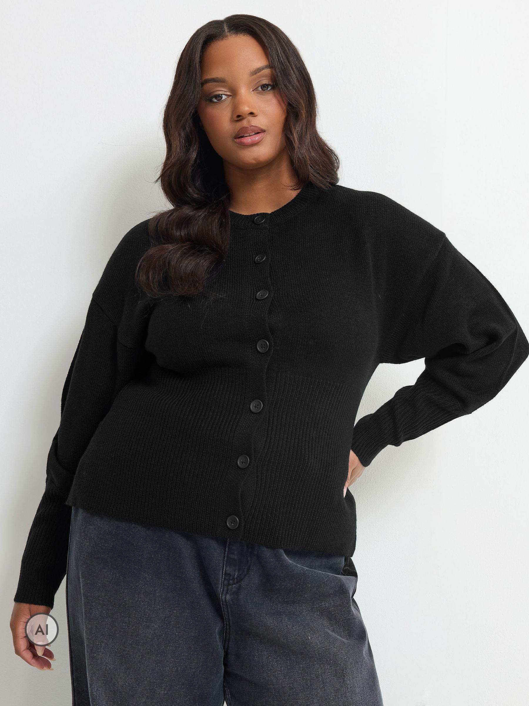 Yours Women's Black Wide Hem Cardigan In Size 26-28 - Image 2