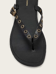 AllSaints Black Sydney Eyelet Sandals - Image 3 of 6