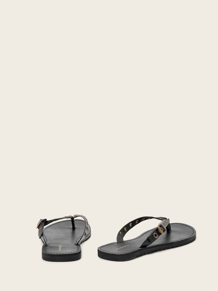 AllSaints Black Sydney Eyelet Sandals - Image 6 of 6 AllSaints Black Sydney Eyelet Sandals - Image 6 of 6