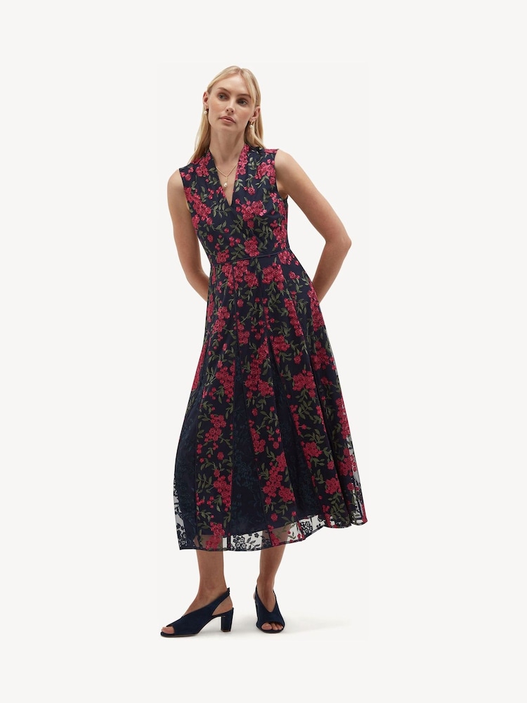 Hobbs Midnight Pink Petite Quin Embroidered Dress - Image 1 of 4
