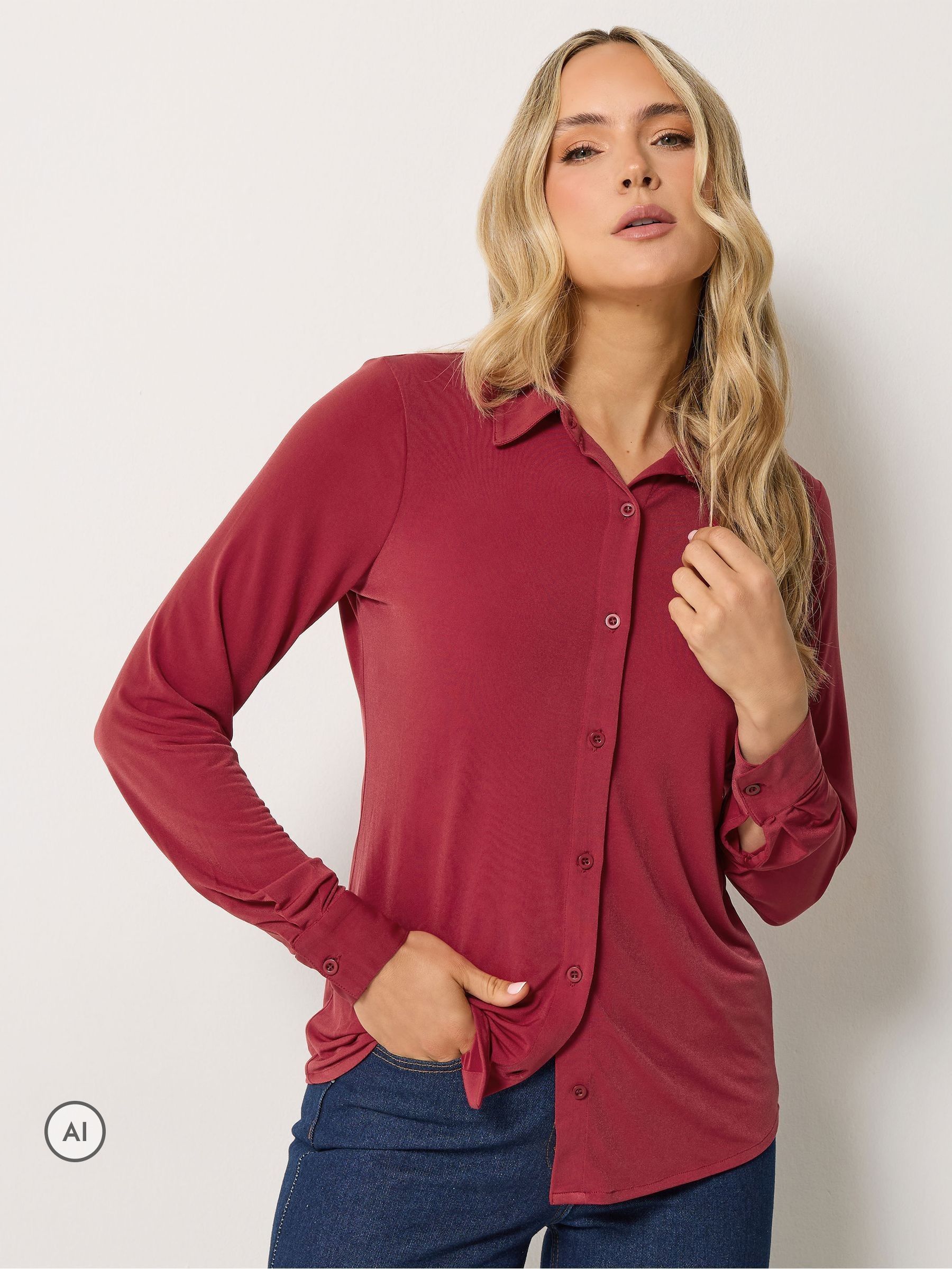 Long Tall Sally Women's Red Jersey Shirt - Image 1