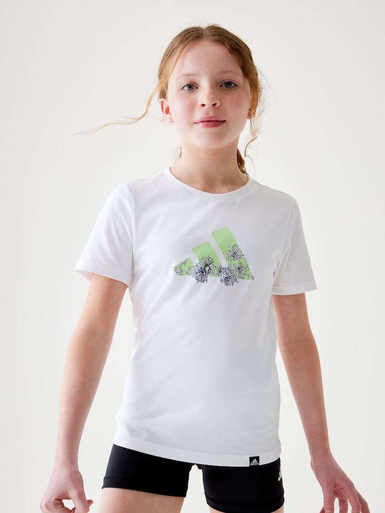 adidas White Sportswear Training 100% Cotton Graphic T-Shirt - Image 1 of 11