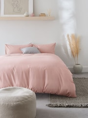 Pink Easy Care Polycotton Plain Duvet Cover and Pillowcase Set - Image 2 of 6