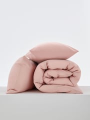 Pink Easy Care Polycotton Plain Duvet Cover and Pillowcase Set - Image 3 of 6