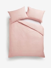 Pink Easy Care Polycotton Plain Duvet Cover and Pillowcase Set - Image 5 of 6