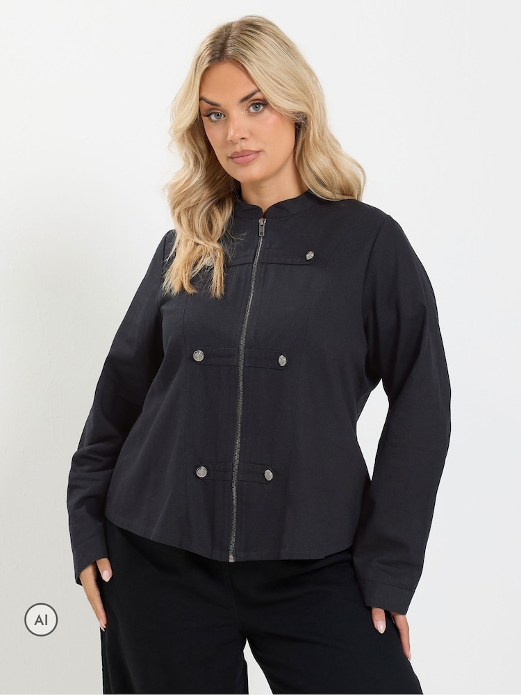 Yours Curve Button Detail Military Jacket - Bild 2 von 7 Yours Curve Button Detail Military Jacket - Bild 2 von 7