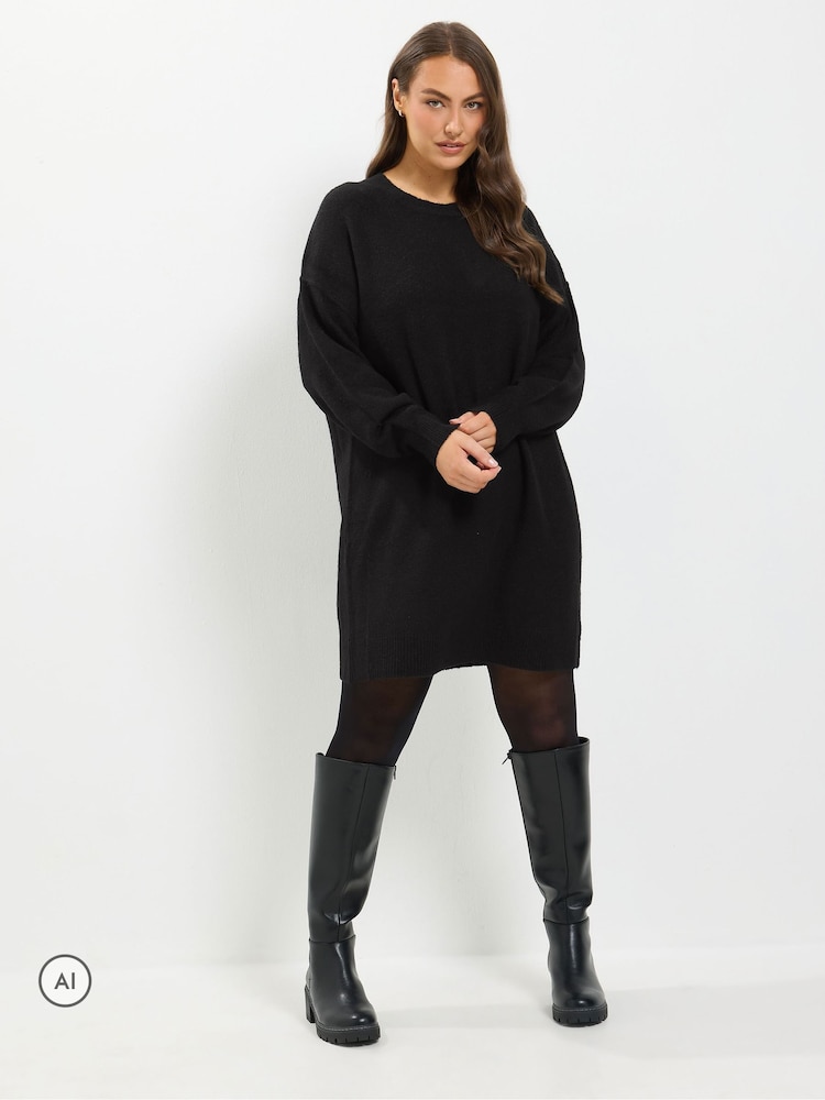 Yours Curve Black Jumper Dress - Image 1 of 6 Yours Curve Black Jumper Dress - Image 1 of 6