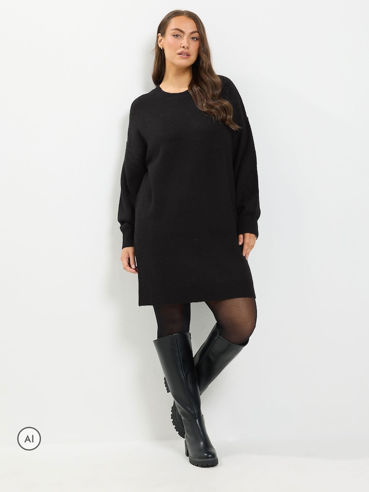 Yours Curve Black Jumper Dress - Image 2 of 6 Yours Curve Black Jumper Dress - Image 2 of 6