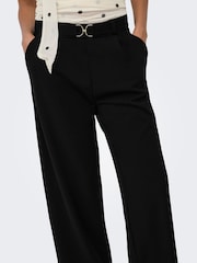 JDY Black Belted Wide Leg Trousers - Image 1 of 6