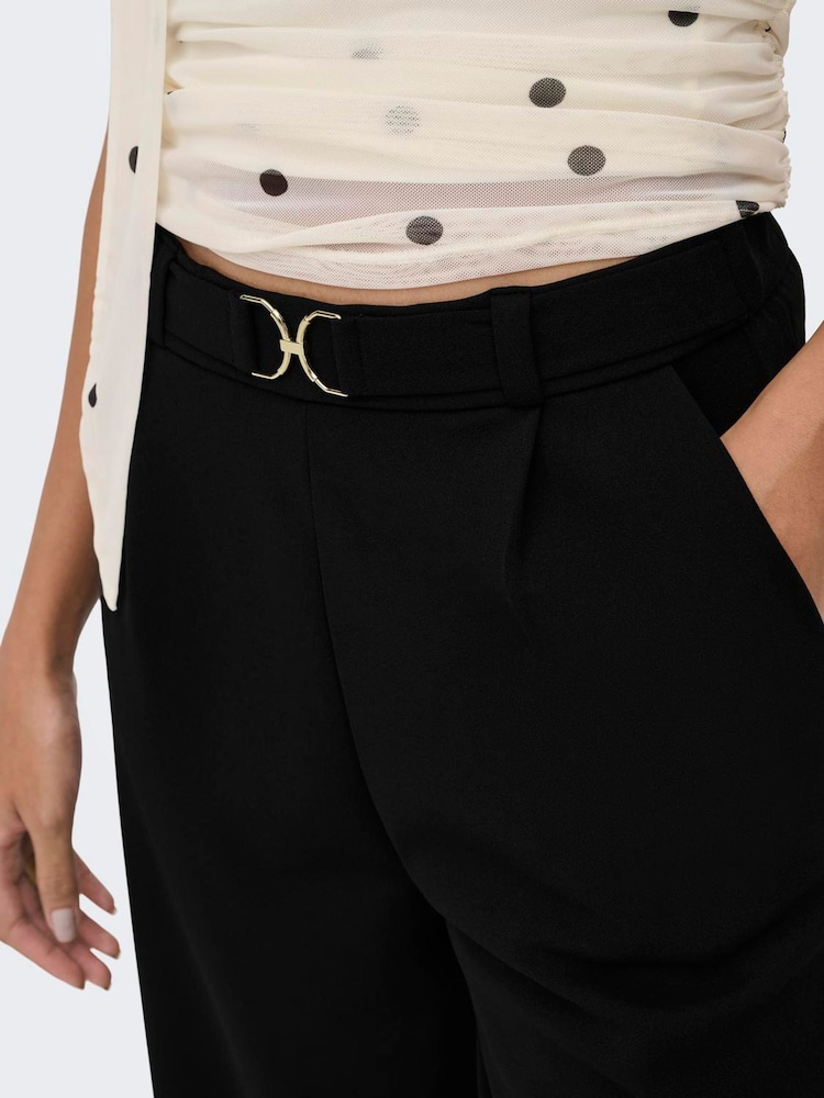 JDY Black Belted Wide Leg Trousers - Image 2 of 6