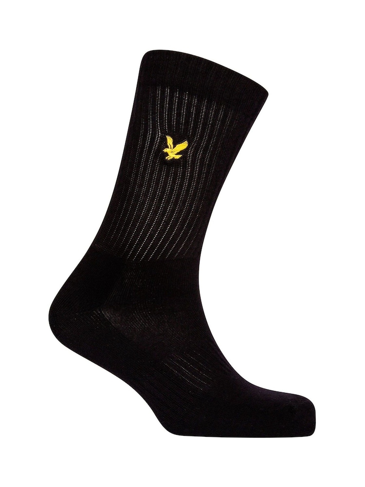 Lyle & Scott Black Sports Socks 3 Pack - Image 2 of 3 Lyle & Scott Black Sports Socks 3 Pack - Image 2 of 3