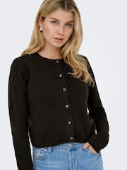 JDY Brown Knitted Button Down Short Cardigan - Image 2 of 6